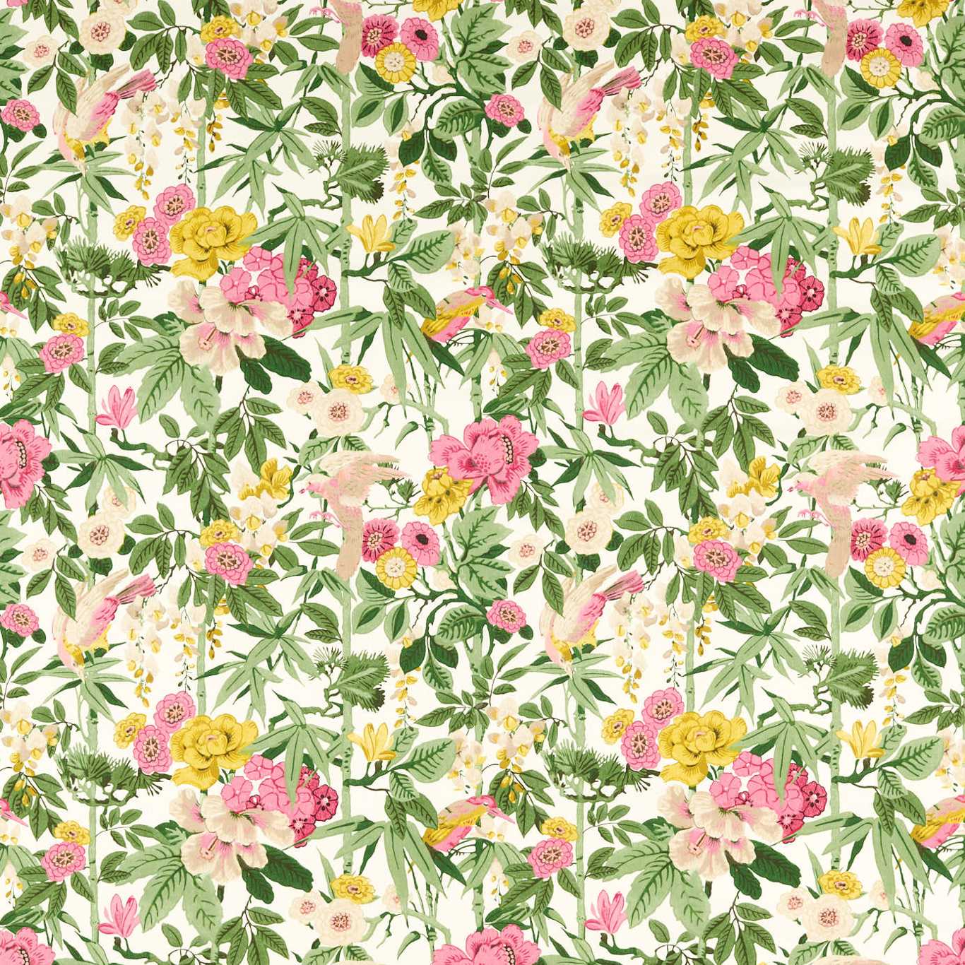 Bamboo & Bird Scallion Green/Fushia