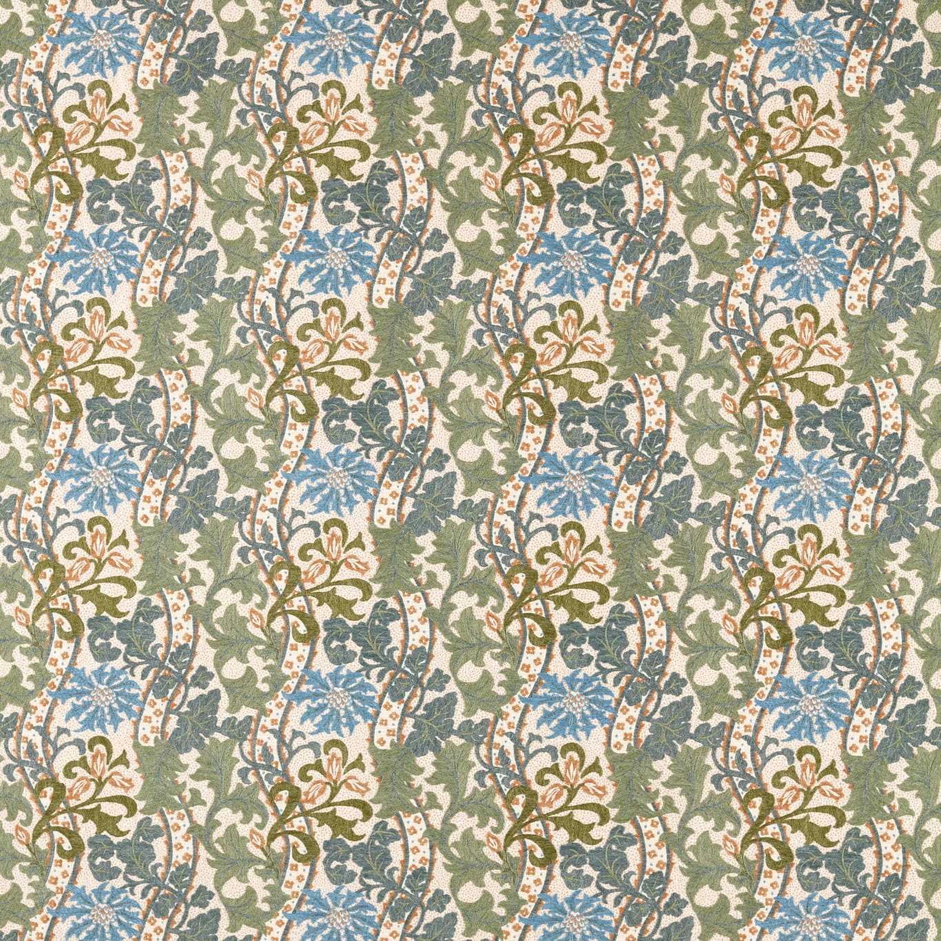 Cornflower Embroidery Woad/Forest