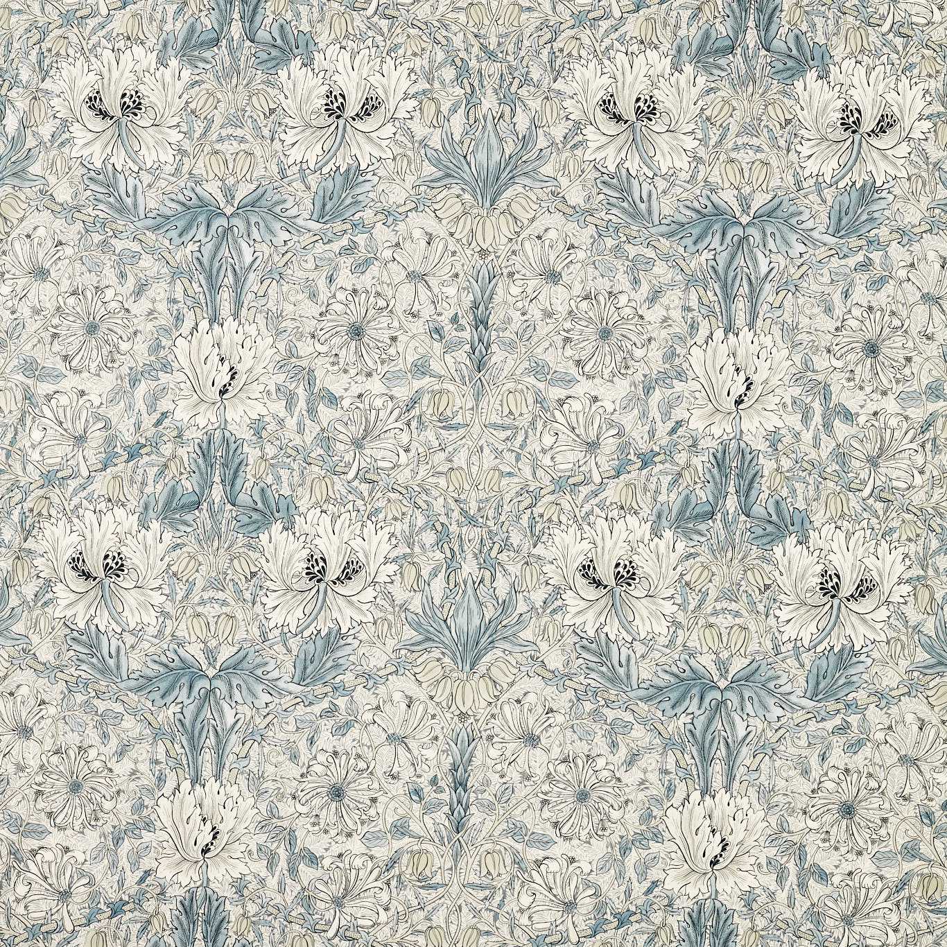 Pure Honeysuckle & Tulip Wide Width Mineral Blue/Cream