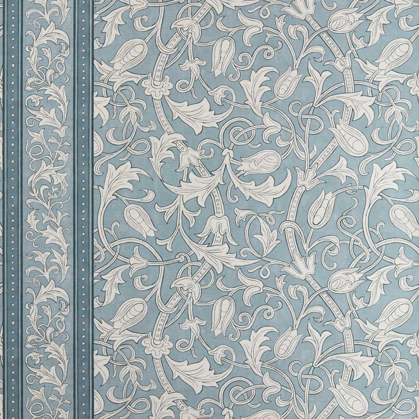 Etched Scrolling Tulip Faded Indigo