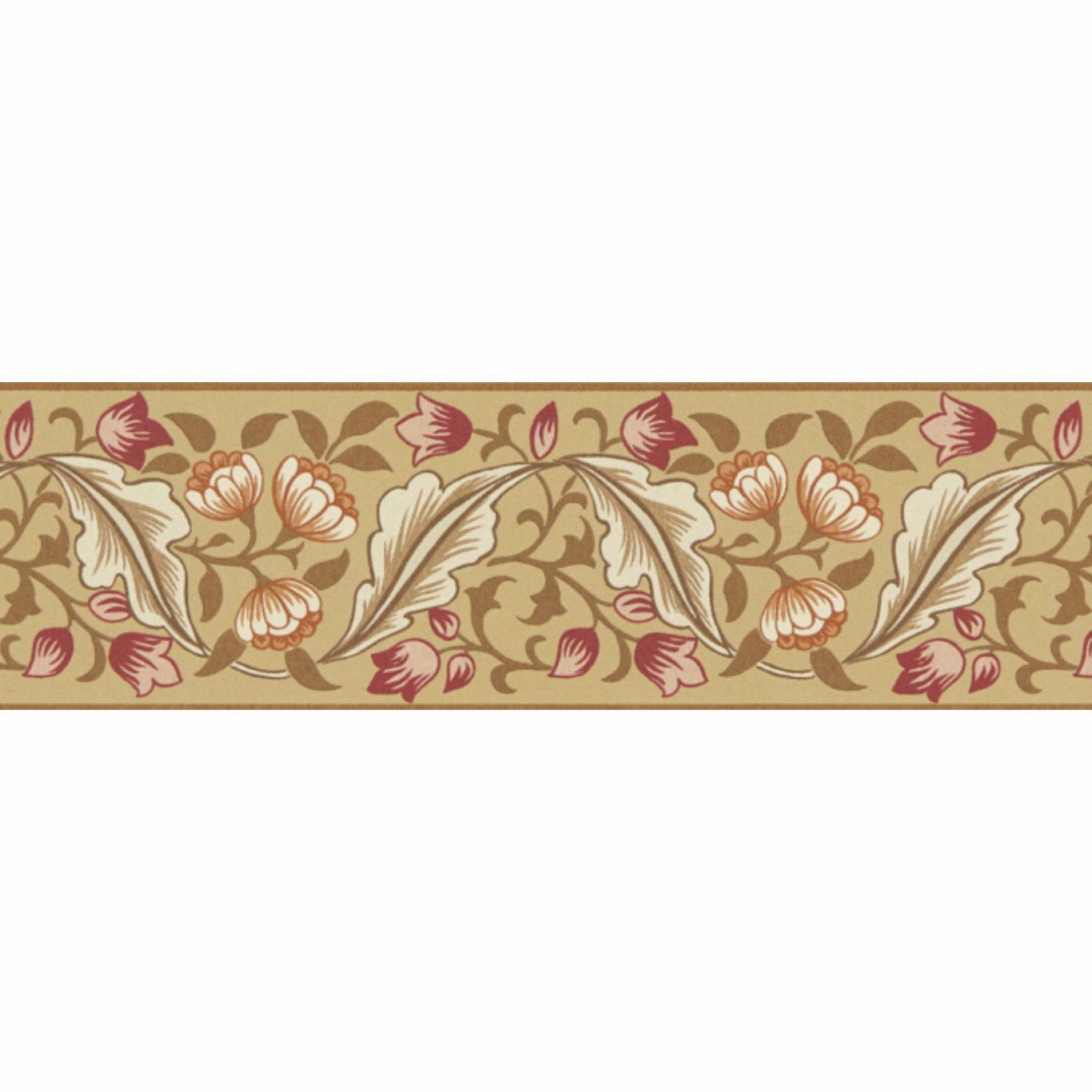 Bluebell & Peony Border Gold/Madder